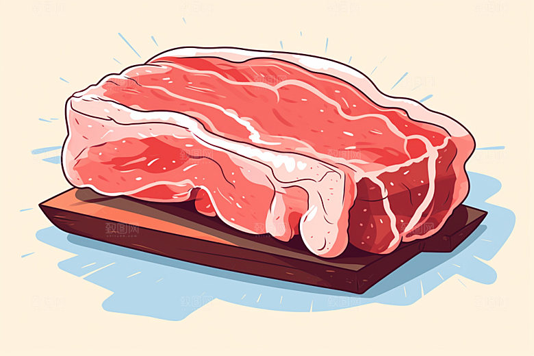 新鲜肉类美食插画烤鸡矢量素材