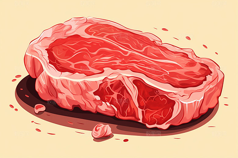 新鲜肉类牛排美食插画矢量素材