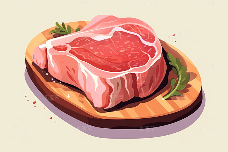 新鲜肉类烤鸡美食插画矢量素材