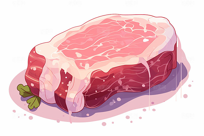 新鲜肉类美食插画牛排矢量素材