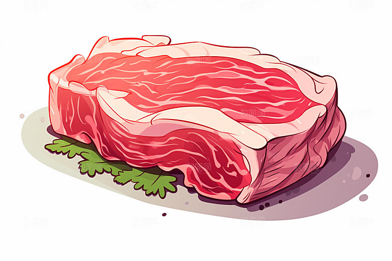 新鲜肉类写实风美食插画矢量素材