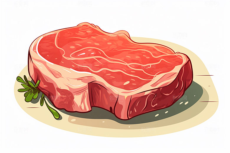 新鲜肉类牛排写实风矢量素材