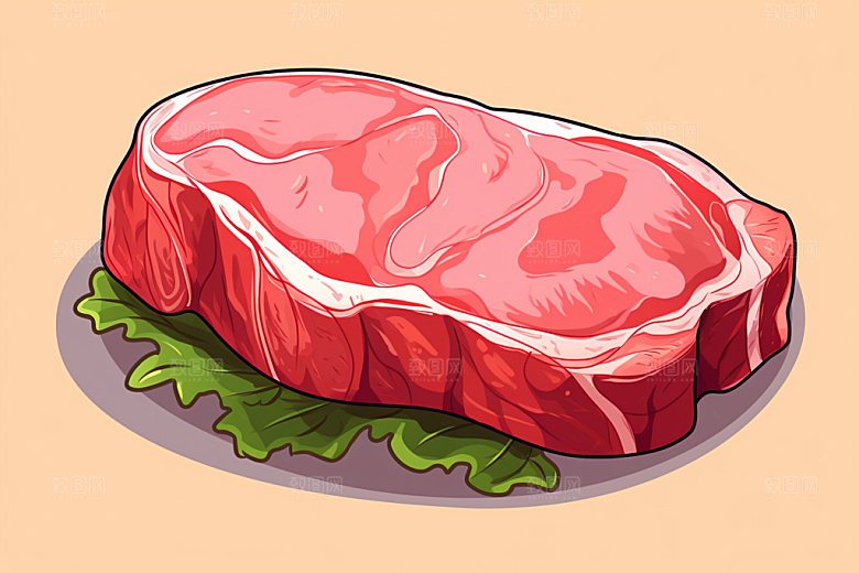 新鲜肉类写实风美食插画矢量素材