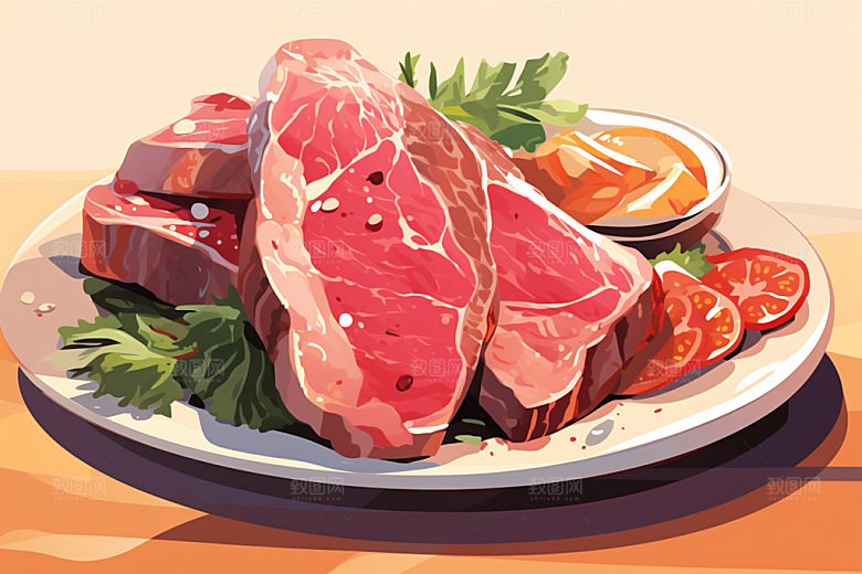 新鲜肉类牛排食品生鲜矢量素材