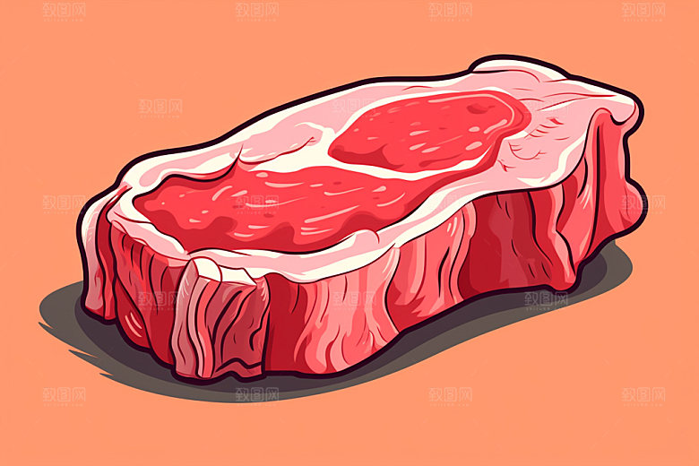 新鲜肉类美食插画写实风矢量素材
