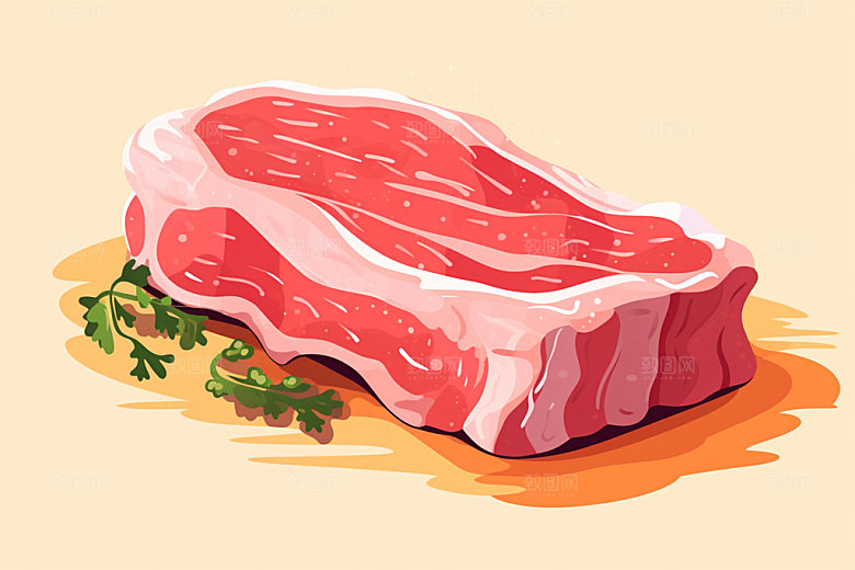 新鲜肉类烤鸡美食插画矢量素材