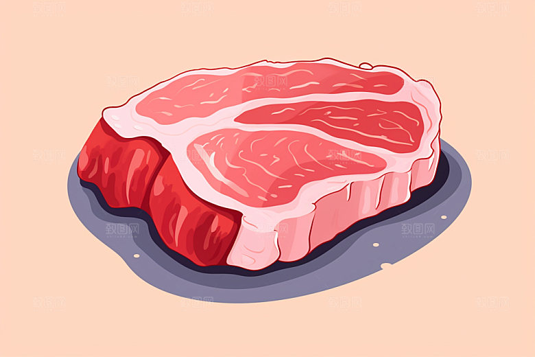 新鲜肉类牛排美食插画矢量素材