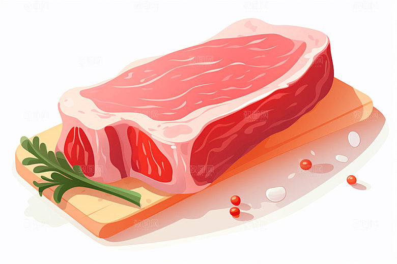新鲜肉类食品生鲜美食插画矢量素材