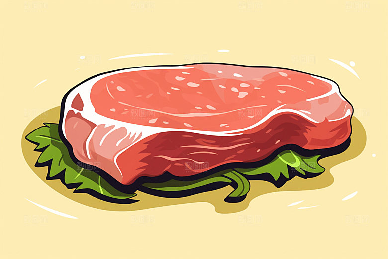 新鲜肉类美食插画烤鸡矢量素材
