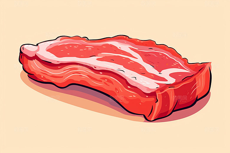 新鲜肉类牛排美食插画矢量素材