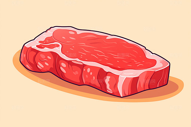 新鲜肉类牛排美食插画矢量素材