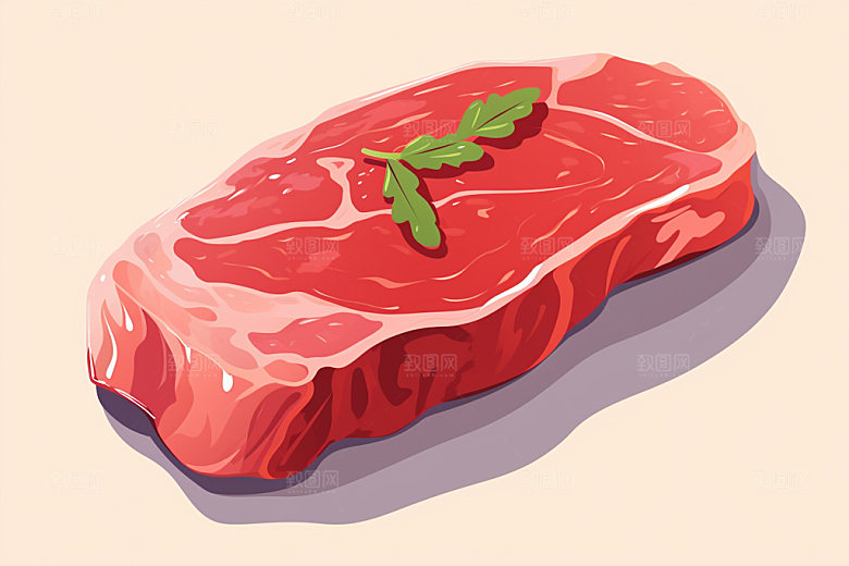 新鲜肉类美食插画写实风矢量素材