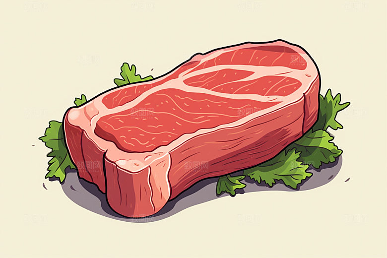 新鲜肉类食品生鲜美食插画矢量素材