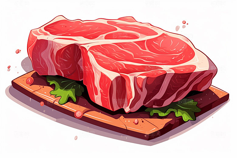 新鲜肉类烤鸡美食插画矢量素材