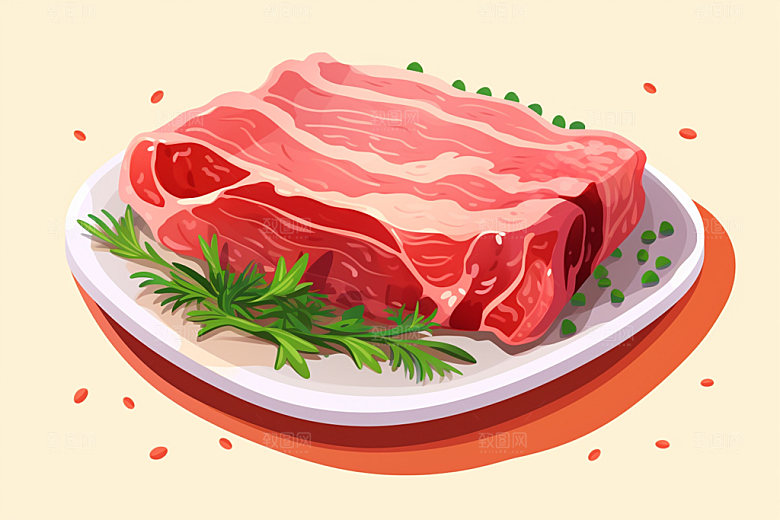新鲜肉类食品生鲜牛排矢量素材