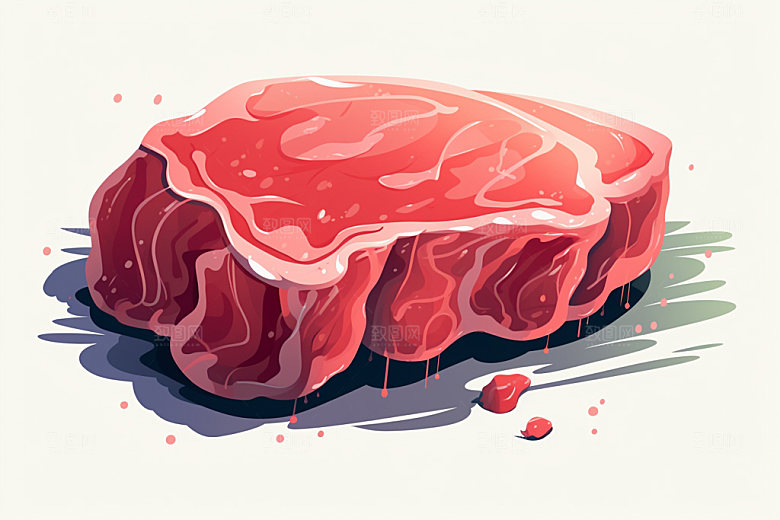 新鲜肉类写实风牛排矢量素材