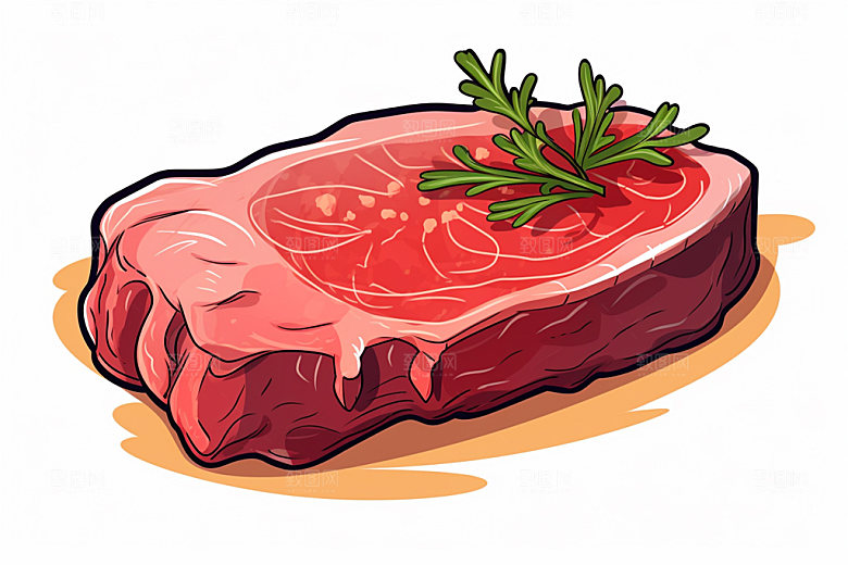 新鲜肉类美食插画烤鸡矢量素材