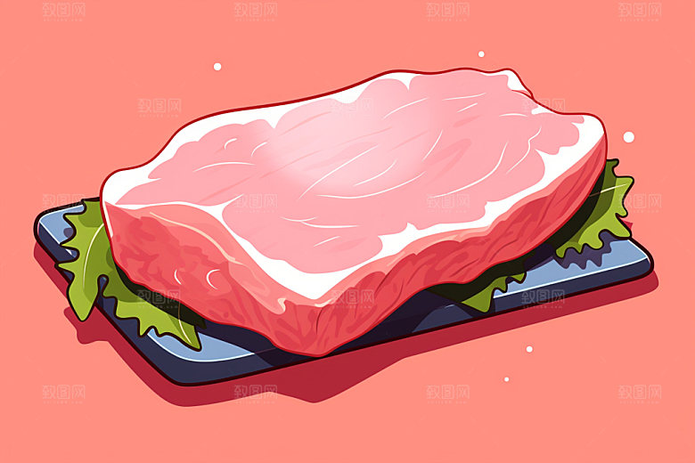 新鲜肉类食品生鲜美食插画矢量素材