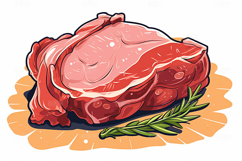 新鲜肉类写实风牛排矢量素材