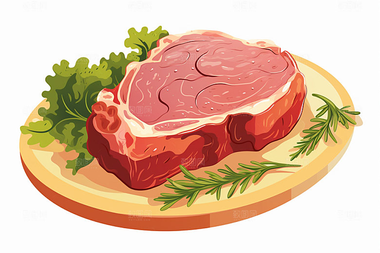 新鲜肉类美食插画烤鸡矢量素材