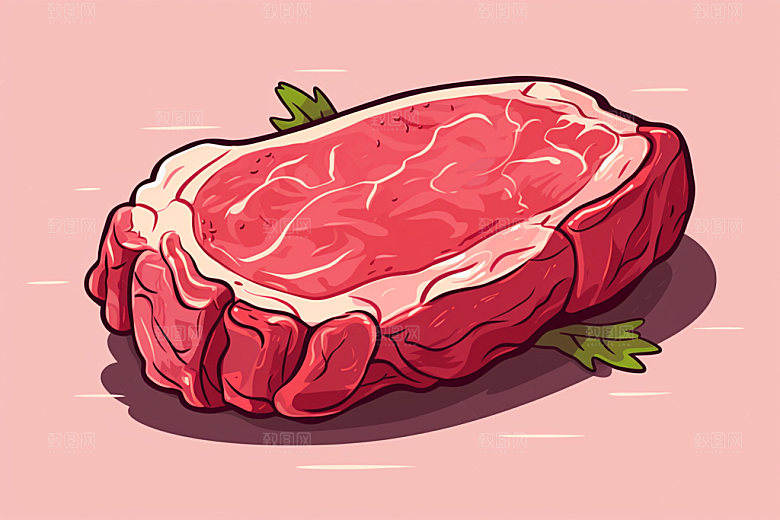 新鲜肉类美食插画食品生鲜矢量素材