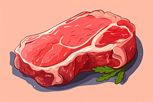 新鲜肉类烤鸡美食插画矢量素材