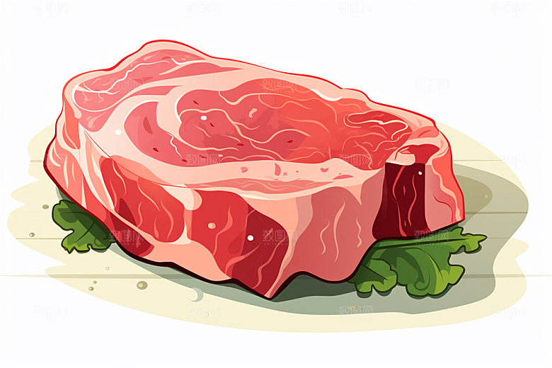 新鲜肉类食品生鲜美食插画矢量素材