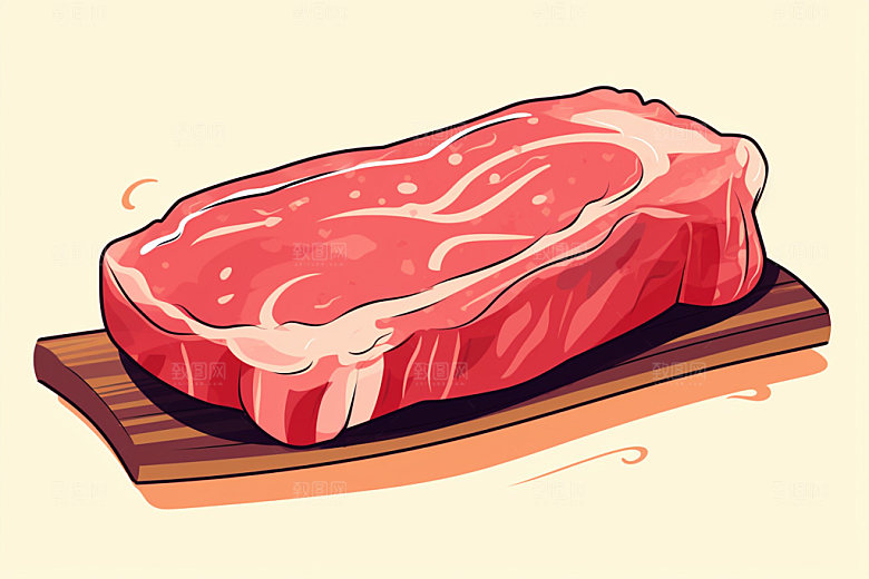 新鲜肉类写实风牛排矢量素材