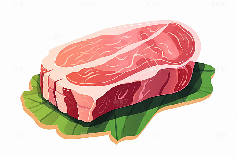 新鲜肉类食品生鲜美食插画矢量素材