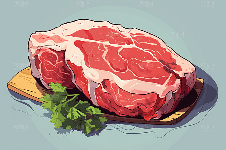 新鲜肉类烤鸡美食插画矢量素材