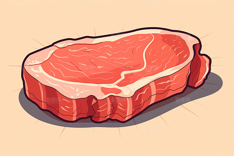 新鲜肉类写实风牛排矢量素材