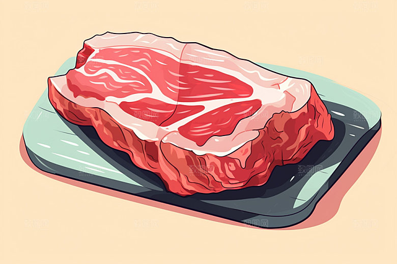 新鲜肉类烤鸡美食插画矢量素材