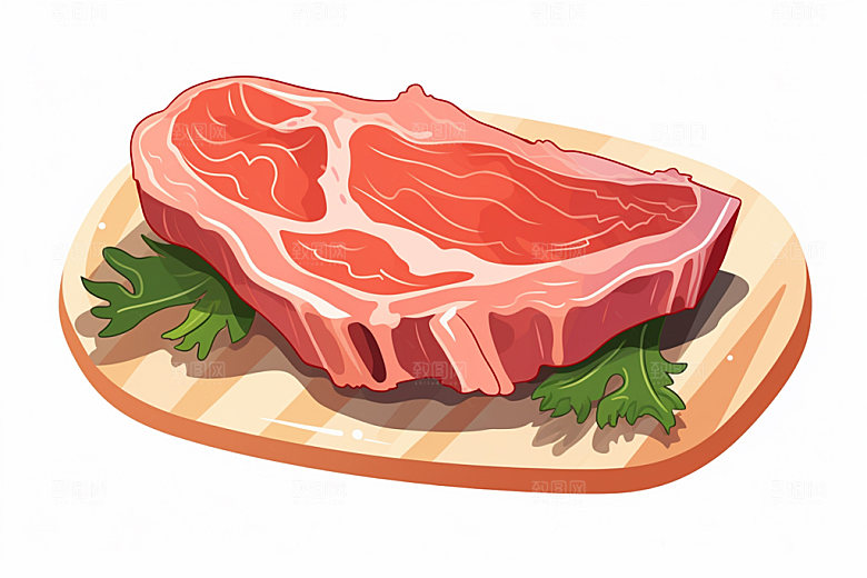 新鲜肉类食品生鲜美食插画矢量素材