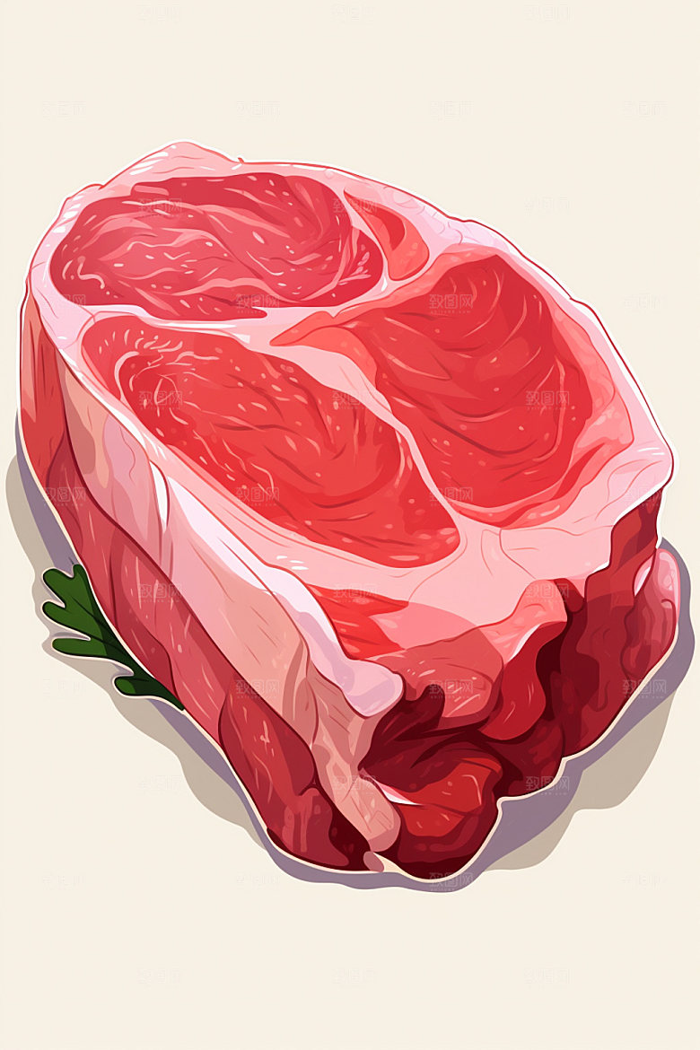 新鲜肉类牛排写实风矢量素材