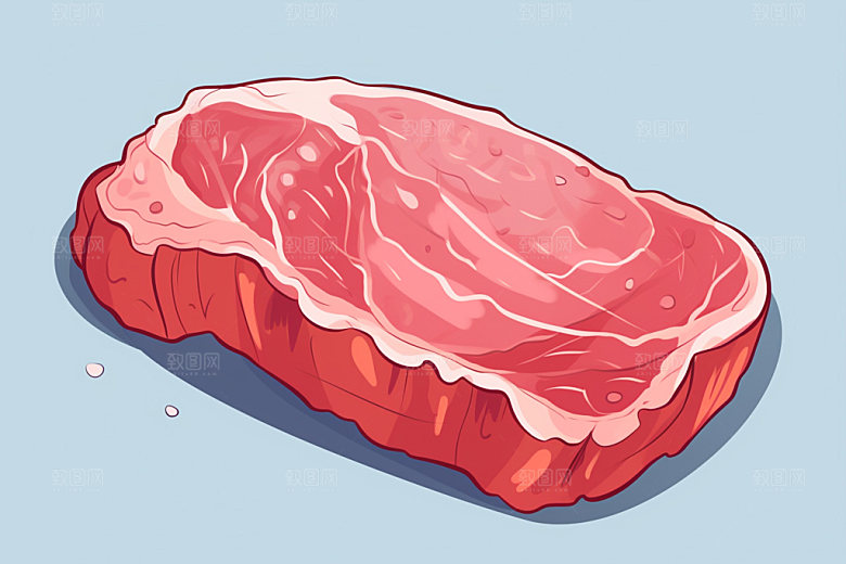 新鲜肉类牛排美食插画矢量素材