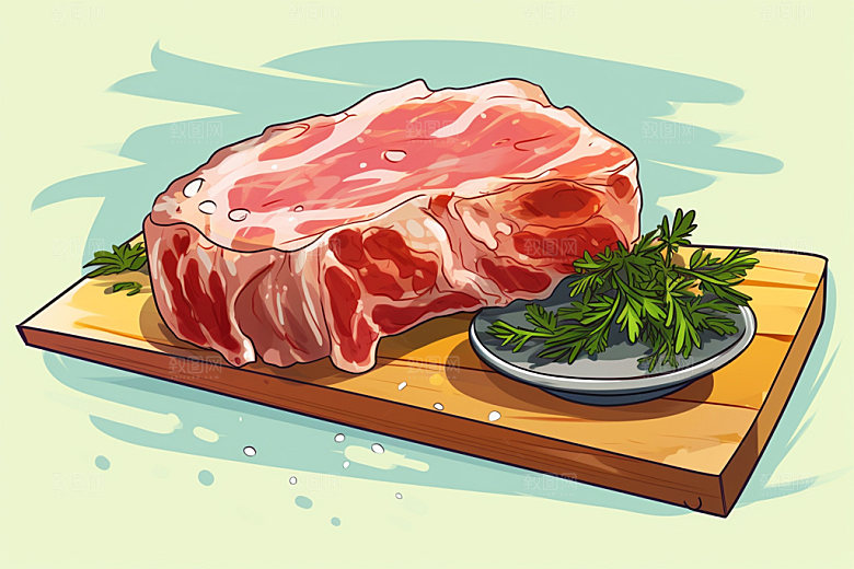新鲜肉类食品生鲜美食插画矢量素材