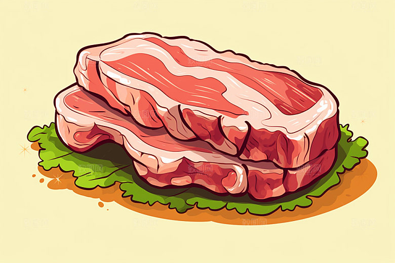 新鲜肉类写实风牛排矢量素材