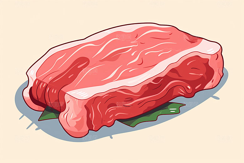 新鲜肉类美食插画写实风矢量素材