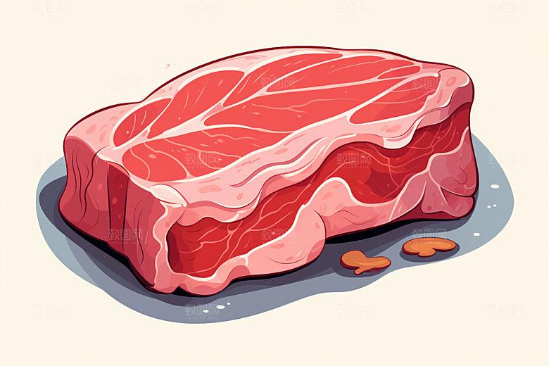 新鲜肉类烤鸡美食插画矢量素材