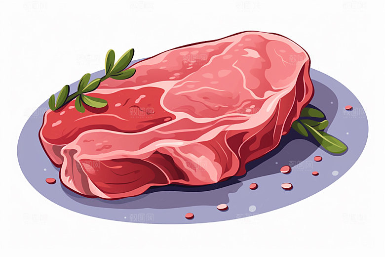 新鲜肉类美食插画食品生鲜矢量素材