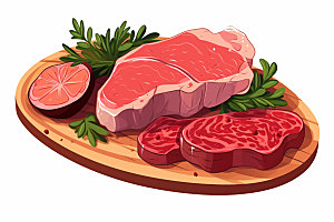 新鲜肉类牛排食品生鲜矢量素材