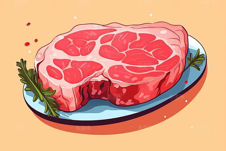 新鲜肉类牛排烤鸡矢量素材