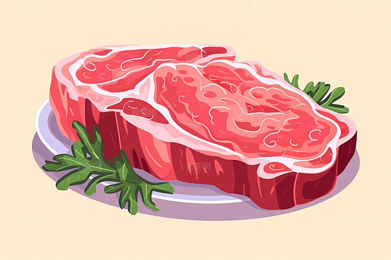 新鲜肉类写实风牛排矢量素材