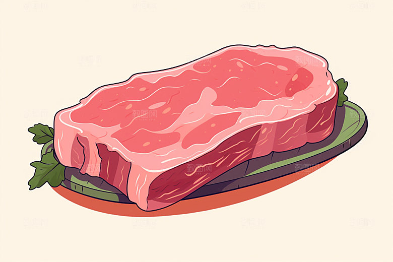 新鲜肉类写实风美食插画矢量素材