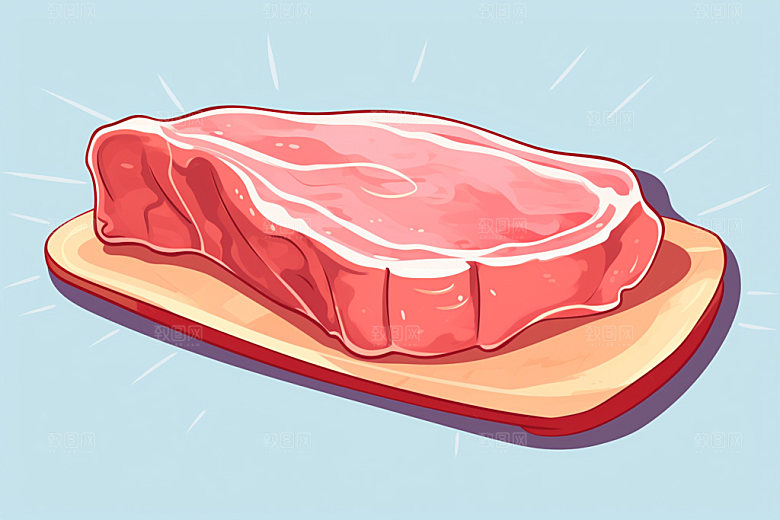 新鲜肉类烤鸡美食插画矢量素材