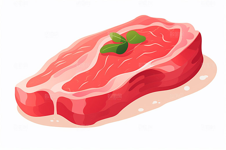 新鲜肉类写实风美食插画矢量素材