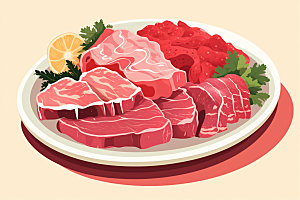 新鲜肉类写实风食品生鲜矢量素材