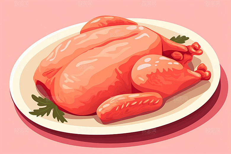 新鲜肉类美食插画牛排矢量素材