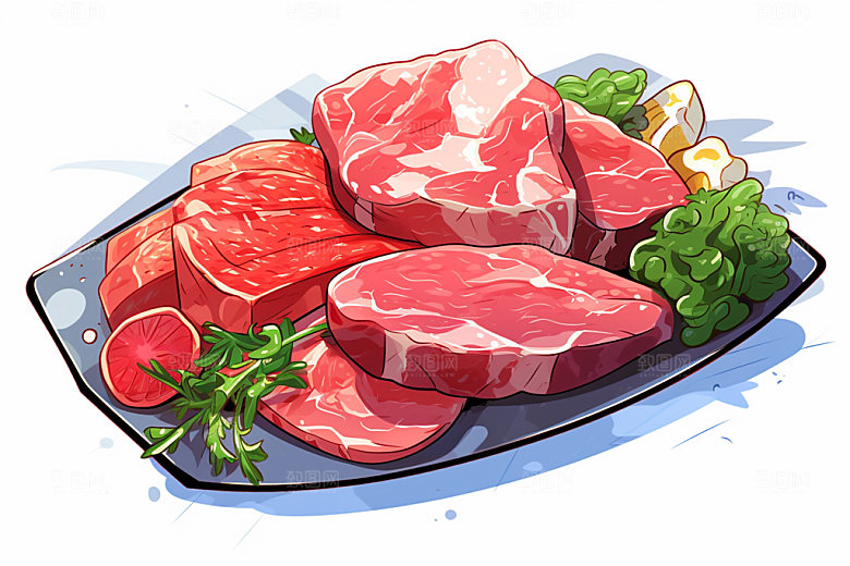 新鲜肉类食品生鲜牛排矢量素材