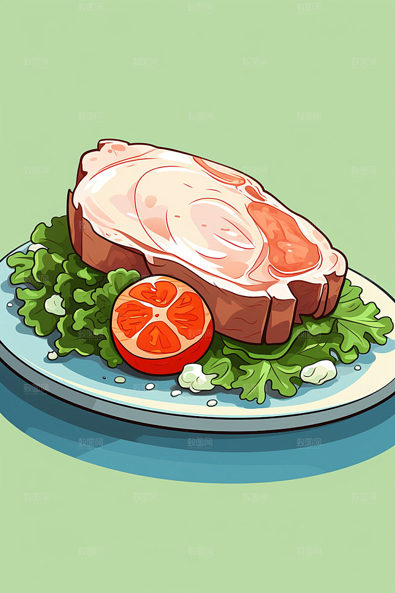 新鲜肉类写实风牛排矢量素材